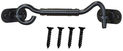 Chiusura for porta scorrevole del fienile for chiudere il fienile Gancio resistente in acciaio inossidabile e chiusura a occhiello con vite Nero/Argento 1 pezzo 4 pollici(Black)