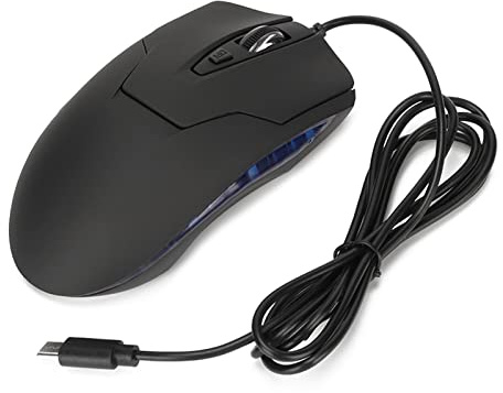 Rankomu Wired Gaming Mouse Wired Mouse Blue Backlit, Type C Ergonomic Multimedia Keys, Adjustable DPI Gaming Mouse for Gaming, Office, Study, USB Connection
