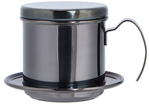 SYH&AQYE Stainless Steel Coffee Cup, Mini Coffee Maker Pot Portable Coffee Percolator Hand Held Coffee Drip Brewer Vietnamese for Office Home Restaurant Travel and Camping (Titanium Black)