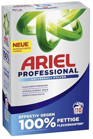 Ariel Professional tvättpulver tvättmedel universal+, bekämpar alla typer av fettfläckar, för professionell användning