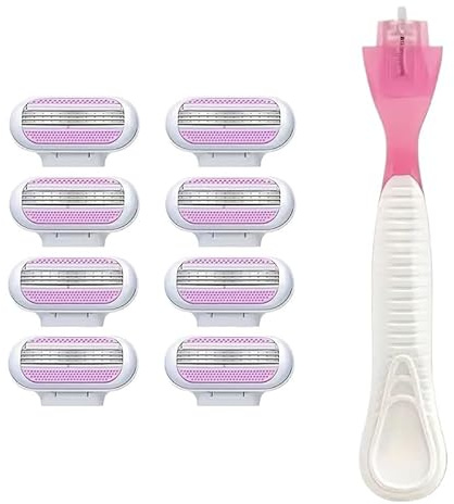 BONTEBIAN Rasierklingen Damen – 8 Rasierklingen Damen Rasierer Handstück, Blau Rasierklingen, Für Glatte Haut (pn 1 Halter 8 Kopf)