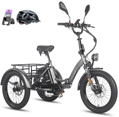 Fafrees F20 Mate Electric Bicycle Tricycle, 20 * 3.0 Inch Foldable Tricycle for Adults, 48V/21Ah Battery, Electric Cargo Trike for Senior, Range 80-115 KM