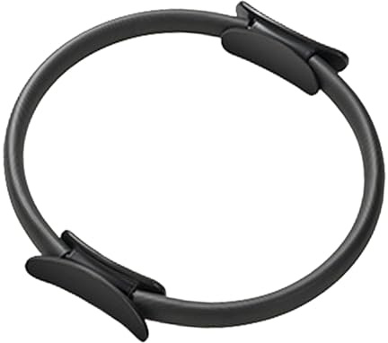 WENMEE Anello per Pilates, Manici Imbottiti Doppi, Cerchio Magico per Fitness, Allenamento del Core, Tonificazione delle Cosce, Fisioterapia(Noir)