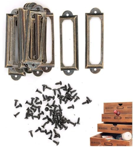 Fopytu 20 Stück Antike Etikettenhalter, Metall, Für Büro, Bibliothek, Aktenschrank, Regale, Schubladen, Etiketten, Namenskarten, Etikettenhalter, Rahmen Schrauben