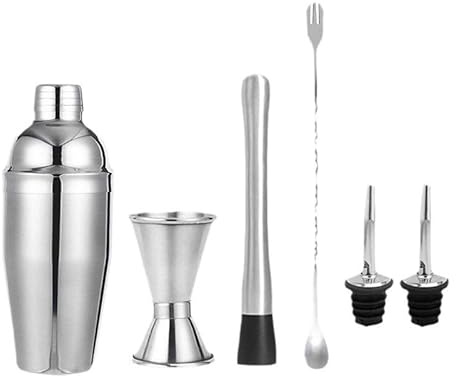 Juego de Herramientas de Bar de 6 Piezas de Acero Inoxidable Herramientas de Bar en el hogar, Kit de Herramientas de Camarero y coctelera Martini para Mezclar Bebidas(6PC-Set (550ML))
