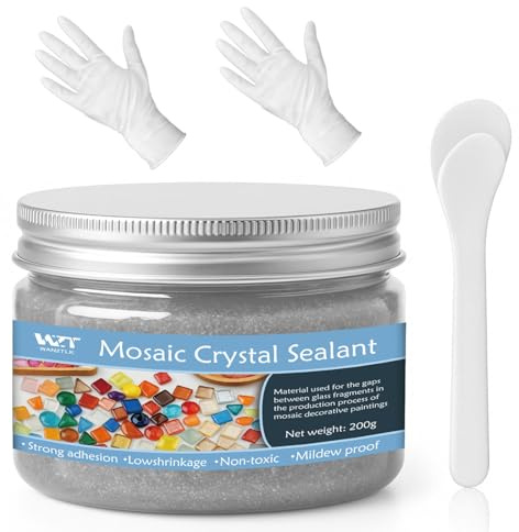 WAN2TLK Silver-gray Mosaic Crystal Grout 200g, Mosaic Tile Accessories, Mosaic Tiles Grout for Crafts, No Water Needed, Fast-Drying, Essential for Handmade Grouting, for All Surfaces