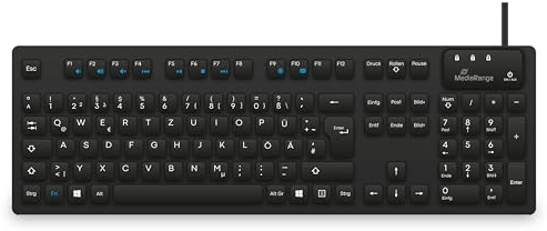 MediaRange Hygiene Tastatur Funk QWERTZ (DE/AT) Vollformat Schwarz | Ziffernblock | Multimedia-/Funktionstasten | QWERTZ Layout