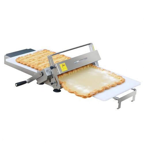 Teigrolle mit Einstellbarer Teigstärke, Faltbare Teigrolle mit Ausrollbrett, Manuelle Teigrolles für Pizza,Croissants,Gebäck und Fondant,für den Gewerblichen und Privaten Gebrauch, 300 mm Breit