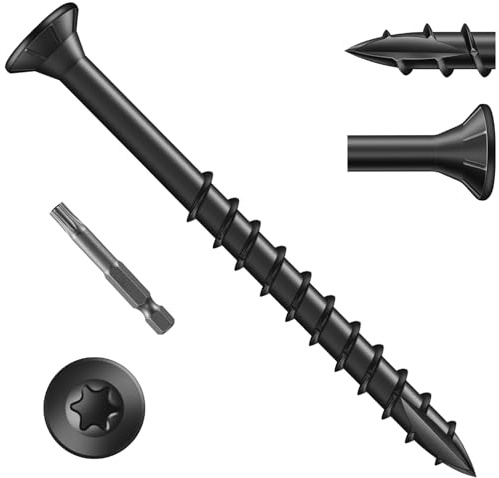 Zynthor 80Pcs 4.8 x 63mm Decking Screws, Black Wood Screws | Heavy-Duty Outdoor Torx Drive Head Deck Screw, Rust Resistant Coated for Timber, Fence, T25 Torx Bit