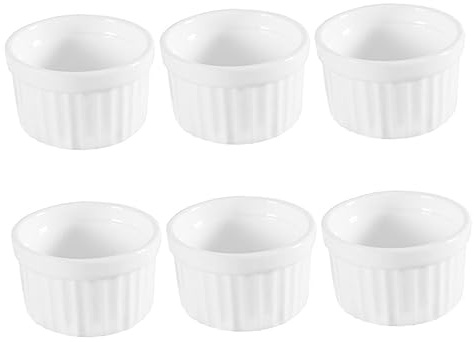 BAZEITFLOW 6 pièces Lot de Ramequins Céramique Résistants Chaleur pour Desserts Cakes Pudding Multifonctionnels