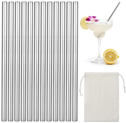 10 Packs Metal Straws Reusable Short Stainless Steel Straws 6.3 Inches Cocktail Coffee Straw Drinking Straw with Storage Bag for Coffee Mugs, Small Glasses or Cups, Silver