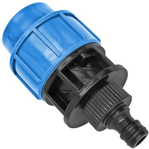 MegaHaustechnik Klemmverbinder für 20mm PE Rohr Außendurchmesser mit Übergang passt für Gardena Stecker aus PP Kunststoff Trinkwasser PN16 Kupplung Verschraubung blau