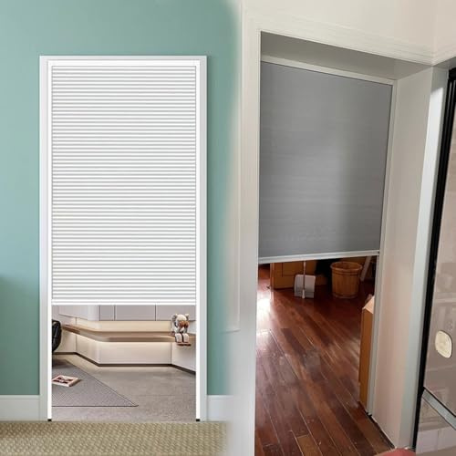 Accordion Pull Down Door, Invisible Folding Door for Living Room, Kitchen, Study, Closet - No-Drilling Partition Sliding Gate, 24 x 80 in