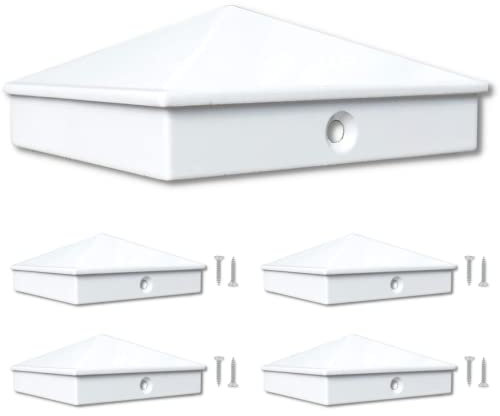 4x4 Fence Post Cap (3 1/2) 4 Pack White Powder Coated Aluminum - Replacement Guarantee - Mailbox, Lamp Post, Deck, Dock, Piling Caps