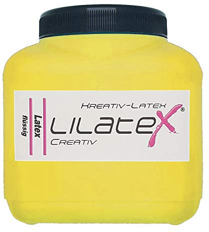 Lilatex 1 Liter farbiges Flüssiglatex/Farblatex/Latexmilch - dünnflüssiges Naturlatex (gelb)
