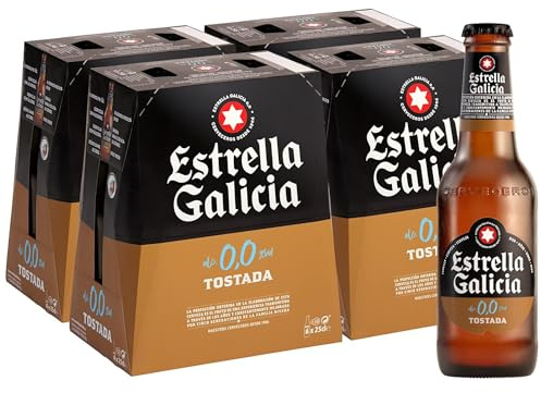 Estrella Galicia 0,0 - Tostada Sin Alcohol, Cerveza, 24 Botellines x 25 cl