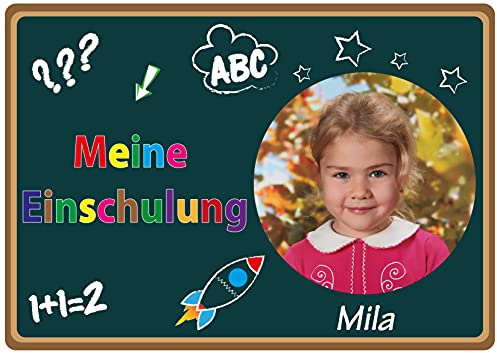 Tortenaufleger Schultafel zur Einschulung Schulstart mit Deinem Foto und Text (Fondant, Dekorpapier Plus oder Oblatenpapier DIN A4)