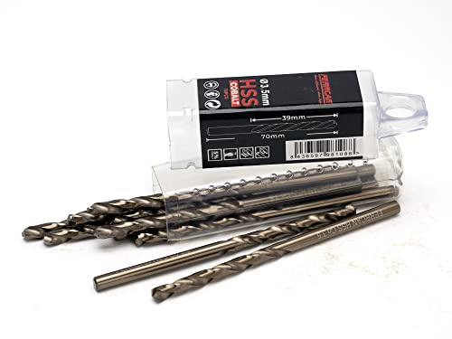 Ferrcan Brocas para metal HSS DIN338 M35 5% cobalto para taladrar en acero inoxidable, hierro y otros metales (paquete de 10 unidades por medida) (3.5mm)