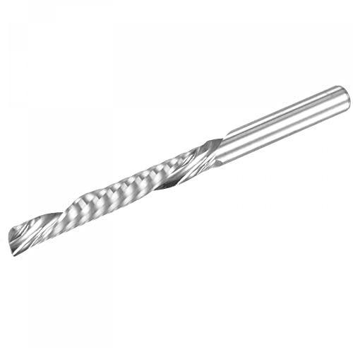 sourcing map Fresa de fresado CNC, vástago de 4 mm, 4 mm x 32 mm, carburo izquierdo, una sola flauta en espiral para tallar acrílico PVC MDF madera dura