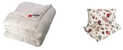 Gabel Nottetempo Piumino in Piuma d'Oca,Bianco,Singolo, 90% piumino 10% piumetta, 155 x 205 & Parure Copripiumino, Bianco, Singolo