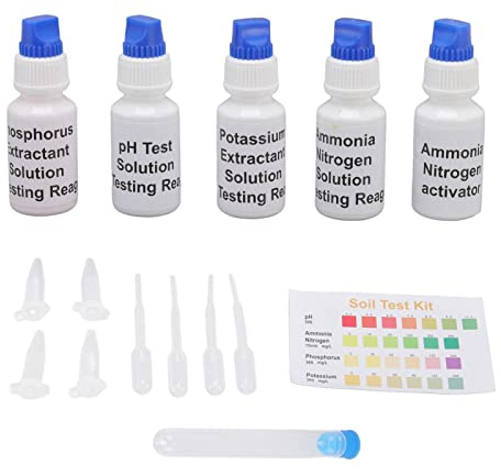 Tiiyee Bodentest Flüssiglösung, Bodentestlösung Kit Tragbaren PH Stickstoff Phosphor Kali PH Wert Teststreifen Tester Genaue Bodentestergebnisse Für Rasen Landwirtschaftliche Nutzpflanzen Zimmerpflanz