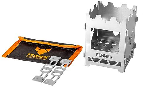 FENNEK Hobo Solo | Firebox | Outdoor Kocher | Steckbarer Hobokocher mit Tasche | Sehr kompakt | 100% Edelstahl, Made in Germany