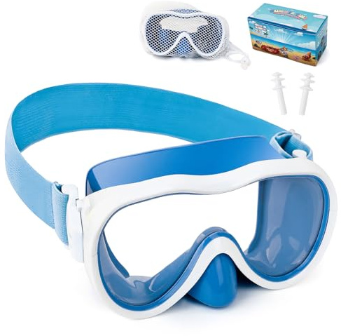 Occhialini da nuoto per bambini, maschera anti-perdite, con copertura per il naso e fascia in tessuto elastico, protezione UV, per ragazzi e ragazze