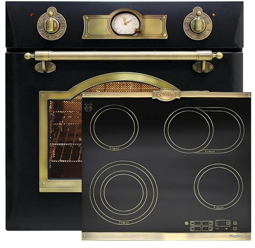 Kaiser EH 6355 Em+KCT 6185 IEm, cuisinière à induction encastrable rétro électrique 60 cm 67L+ plaque vitrocéramique 60 cm 4 zones de cuisson QuickHeat Hi-Light Noir