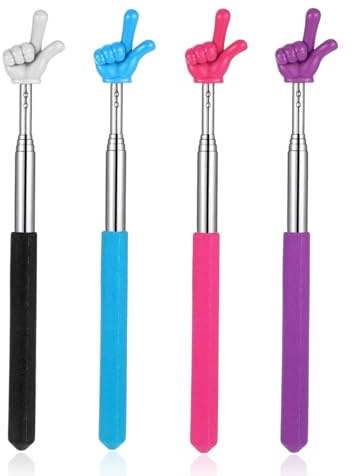KGDUYC 4 pezzi Puntatore Telescopico per Insegnanti Allungabile Mano Bastone Puntatore Mini Bastone Retrattile per Insegnanti Puntatore Dito per Insegnanti in Classe Ausili per Insegnanti - 4 colori