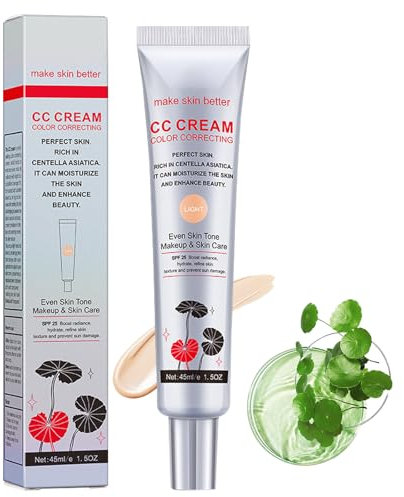 Crema CC Che Corregge Il Colore con Centella Asiatica, Fondotinta a Copertura Totale, CC Correttore del Colore, Idratante per Perfezionare la Pelle, Ripara Facial Blemishes
