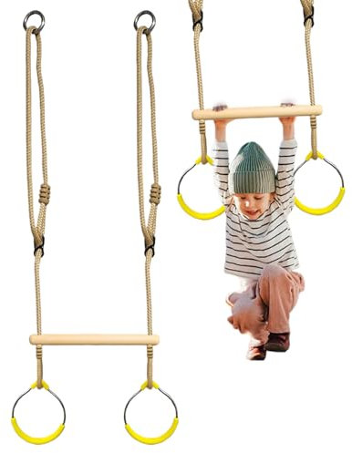 Trapezio da Gioco,Set Altalene da Giardino con Anelli in Metallo - Gioco di Equilibrio Arrampicata Percorso Avventura per Attrezzature da Parco Giochi