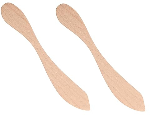 VALICLUD Lot De 2 Couteaux à Beurre En Bois De Hêtre Naturel, Spatules à Crème Ergonomiques, Grattoirs à Confiture Légers, Ustensiles La Cuisine Polyvalents Pour Tartinage Quotidien