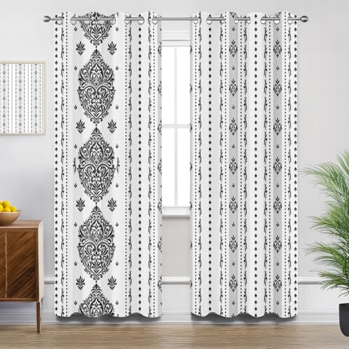 Generisch Damast Verdunklungsvorhänge - Gardinen Vintage Luxus Europäisch Klassisch Blickdicht Vorhang mit Ösen Verdunklungsvorhänge für Wohnzimmer Schlafzimmer Dekoration - 2er Set - H300 x B140cm