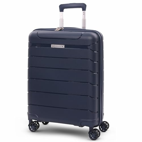 Aerolite Expandable 55x40x20cm to 55x40x23cm Ryanair Priority Wizz Air Priority & More Max Size Lightweight Hard Shell Carry On Hand Cabin Luggage Suitcase 55x40x20 55x40x23 with 4 Wheels (Navy)