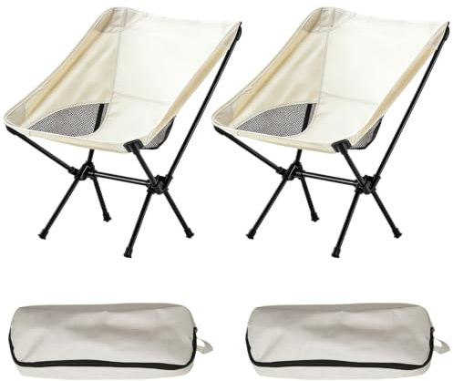 Wind Tour Portable Camping Chair Lightweight Foldable Outdoor Chair for Hiking Camp Backpacking Lawn Beach Fishing Picnic with Carry Bag (White-2)