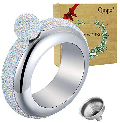 Qingo Brazalete petaca para mujer, termo, con embudo de acero inoxidable 304, 100 ml