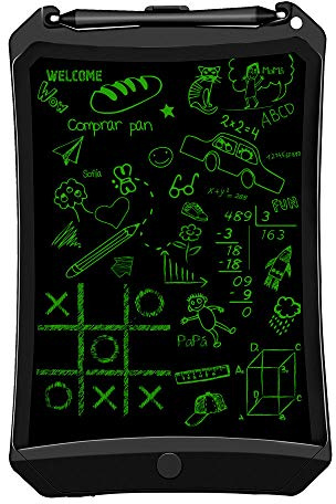 Woxter Smart Pad 90 Black - Pizarra electrónica, Tableta de escritura de 9, Tonalidad Verde, Sensor de presión (10-200g), pila CR2016, Imanes para Nevera, color negro