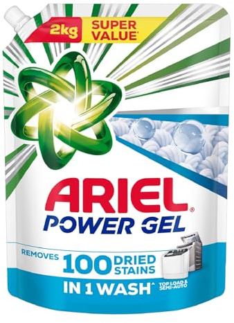 Ariel Power Gel Liquid Detergent for Top Load & Semi Auto – 2kg | Removes 100 Dried Stains in 1 Wash | Faster Dissolving | Long-Lasting Fragrance | Color Protection | At the price of Powders