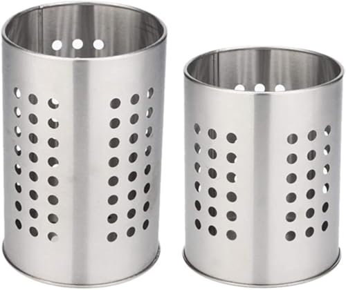 PIQIUQIU - 2 porta utensili da cucina in acciaio inox, antiruggine, grande cestino portaposate per organizzare cassetti e piani di lavoro, per tutte le cucine