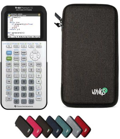 TEXAS INSTRUMENTS CALCUSO Pack économique: TI 83 Premium CE Python Edition Calculatrice Graphique + étui de Protection WYNGS Gris foncé + Garantie étendue de CALCUSO