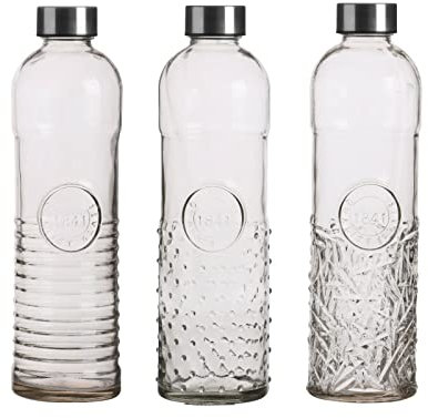 Urban Living Bottiglia Di Vetro Vintage 1Ltr 3 Disegni Assortiti