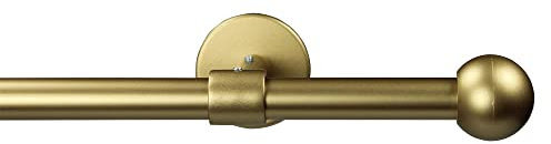 Garesa Gardinenstange Bolti Ø 16mm, 1-läufig, Gold, matt I Stabile Vorhangstange ohne Ringe I Mit Endknopf Kugel I Für mittelschwere Vorhänge I 180cm