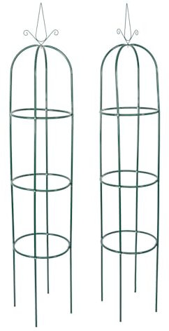 Oxeo Arche de Jardin en Forme de Tour X2 - Obélisque de Jardin pour Plantes grimpantes et Fleurs - Hauteur 205cm - Verte en métal