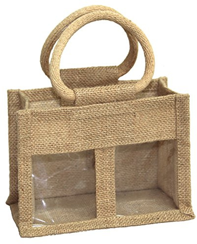 10 x 2 Jar Natural Jute Bags with Handles - Gift Bags for Jams, Chutneys, Pickles, Christmas bags for gifts