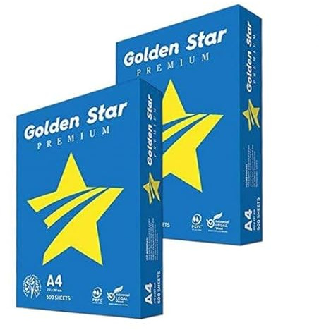 Golden Star Carta Premium per ufficio, Formato A4, 75gr, 2 risme da 500 Fogli l'uno