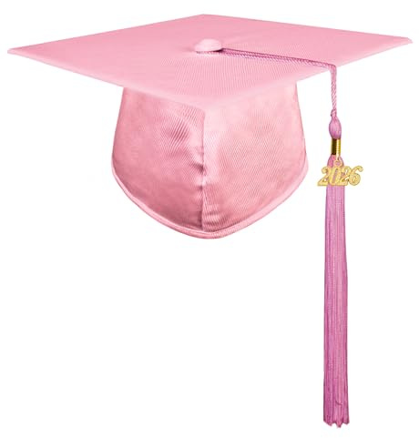GraduationMall 2025 Unisex Shiny Graduation Hat Graduation Cap for Adult Academic Mortarboard High School & Bachelor - Pink