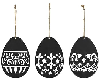 6 STK Eier Metall schwarz 10cm Anhänger Silouette Ostereier Hänger Deko Hasen 10cm Anhänger Osterdeko Osterschmuck p269 Metalleier Eisen