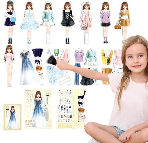 AALLYN Prinzessinnen-Anziehpuppen aus Papier, Papierpuppen für Mädchen | Kreative Magnet Menschen Kleidung verkleiden Sich Spielzeugpuppen - Vorschul-Lernspielzeug, Papierpuppe, Rollenspielspielzeug