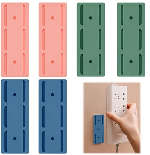 6 Piezas Soporte de Enchufe Adhesivo Sin Perforaciones, Soporte de Enchufe Autoadhesivo Soporte de Enchufe Adhesivo para Montaje en Pared Fijador de Enchufe Enchufe para Hogar, Cocina, Oficina