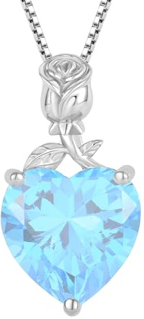 JO WISDOM Rosa hjärta silver halsband 925/1000 dam, AAA zirkoniumoxid hänge halsband för kvinnor mamma dam, Sterlingsilver, Zirkoniumoxid